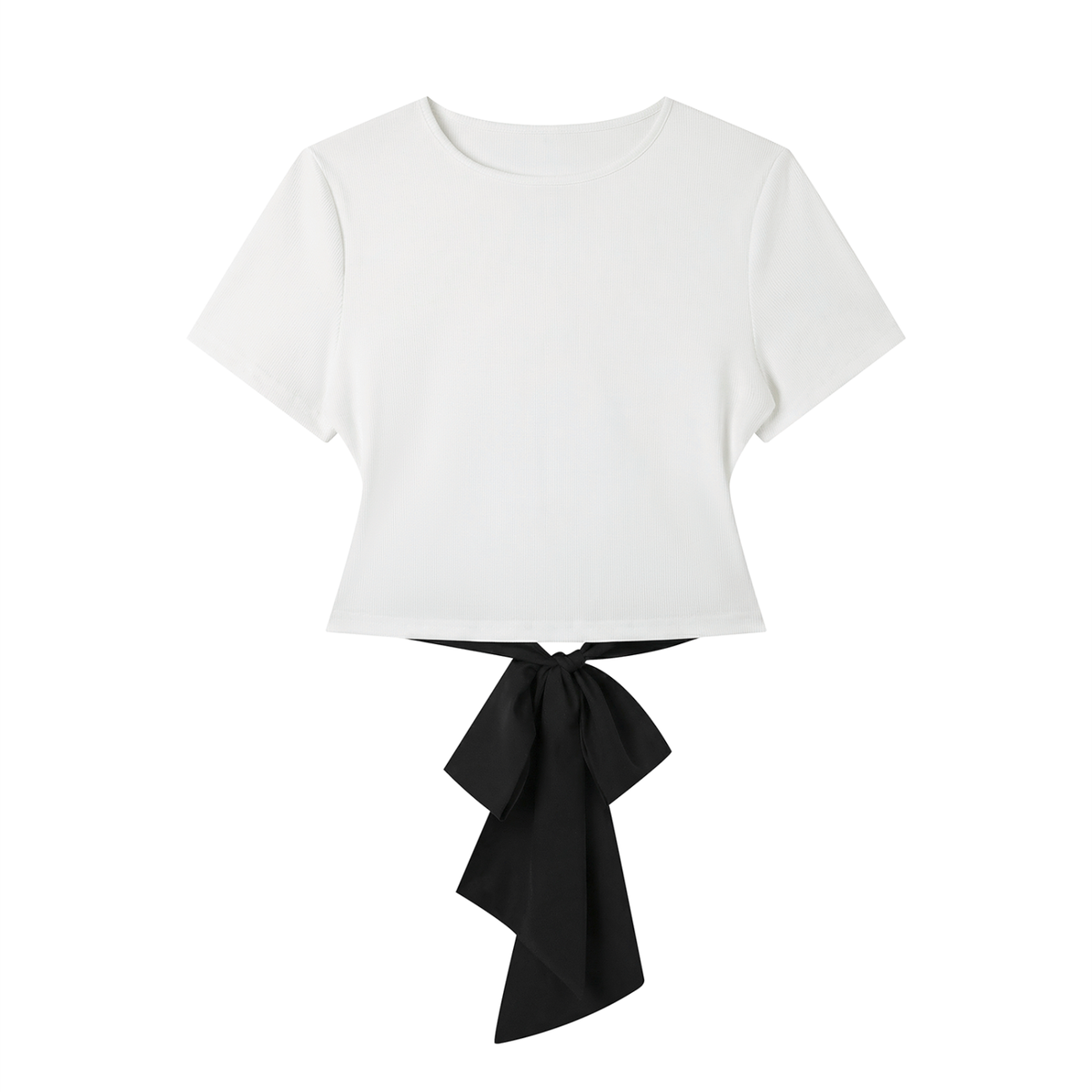 Women's Bodycon Tie-Back T-Shirt in white with black