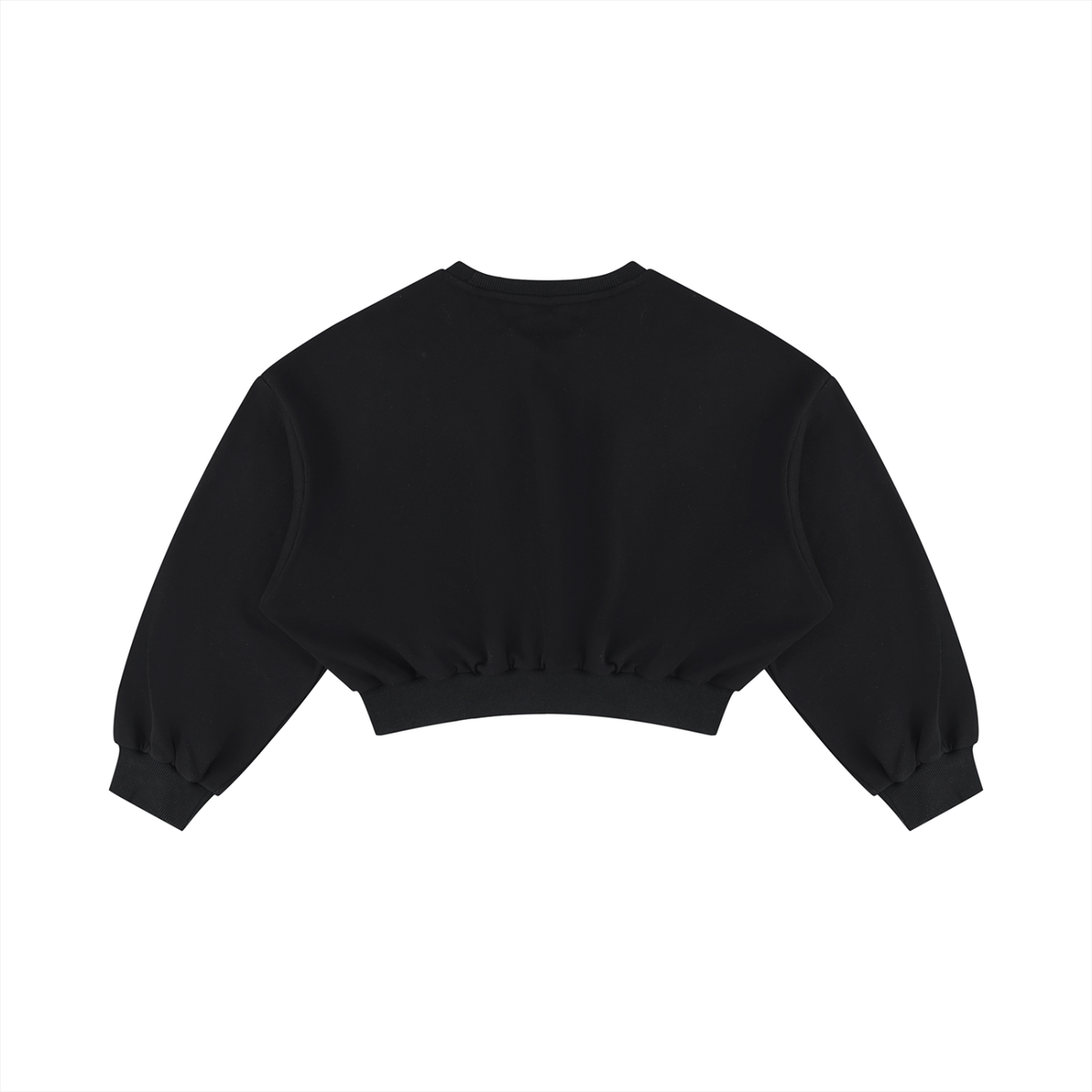 Women's Boxy Cropped Crewneck Sweatshirt in black, alternate angle
