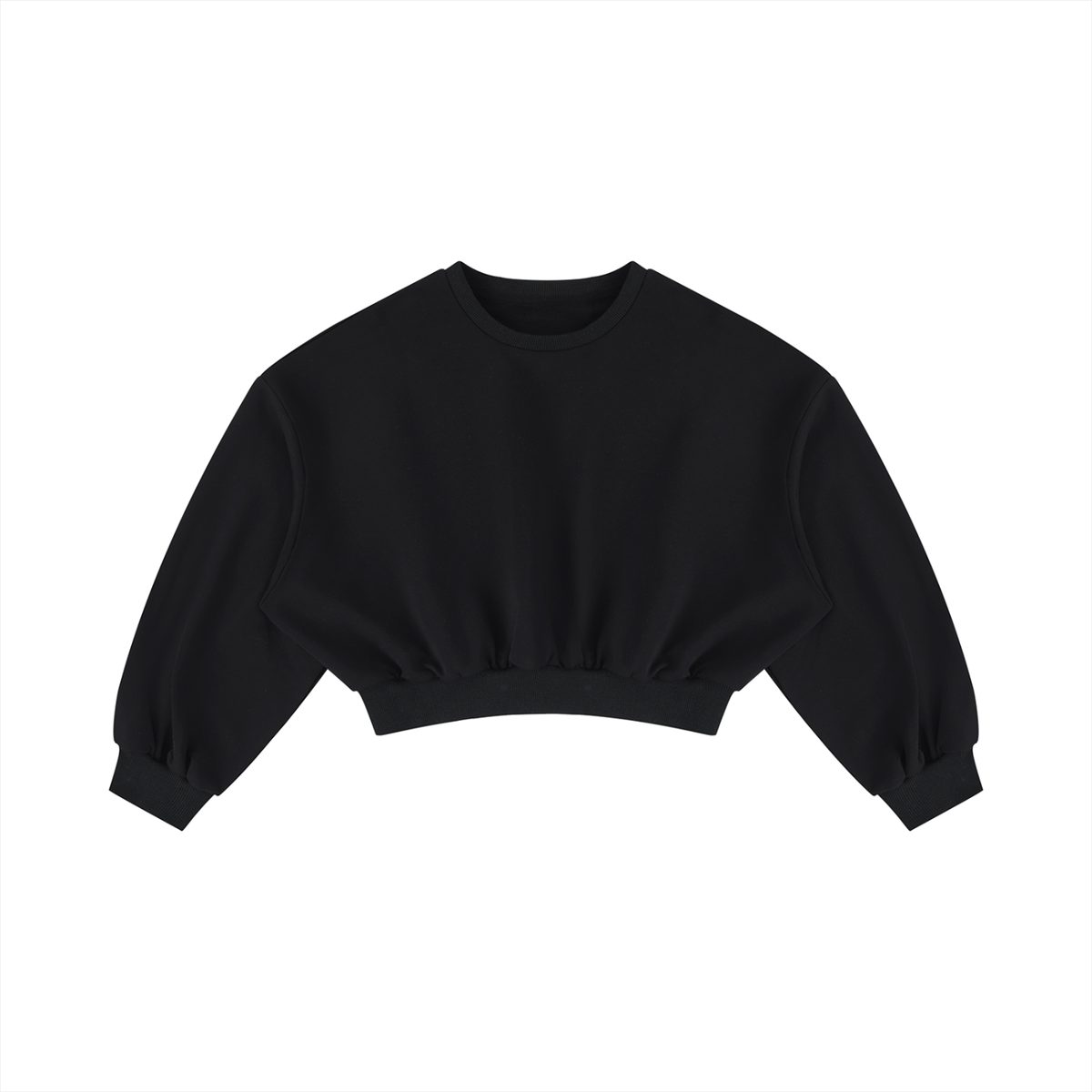 Women's Boxy Cropped Crewneck Sweatshirt in black