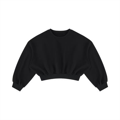 Women's Boxy Cropped Crewneck Sweatshirt in black