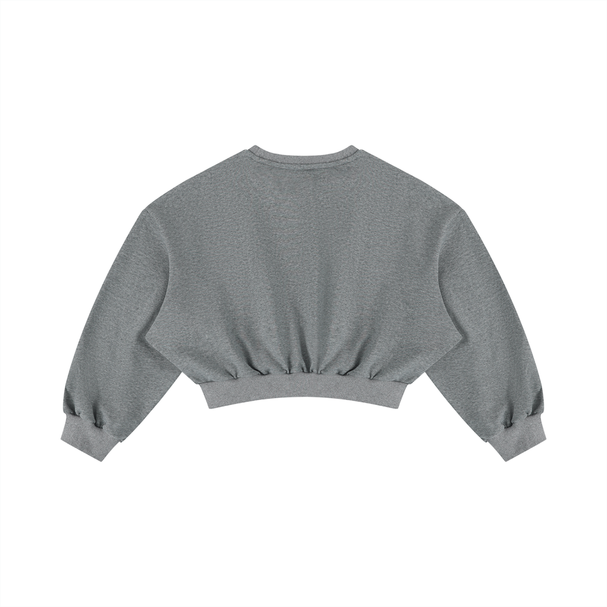 Women's Boxy Cropped Crewneck Sweatshirt in flower gray, alternate angle