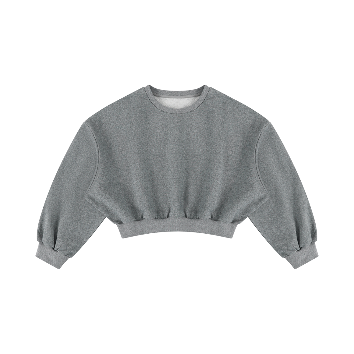 Women's Boxy Cropped Crewneck Sweatshirt in flower gray