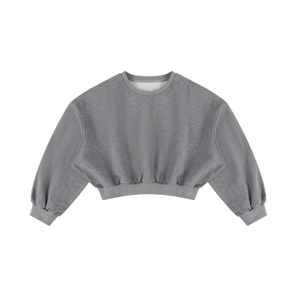 Women's Boxy Cropped Crewneck Sweatshirt in flower gray