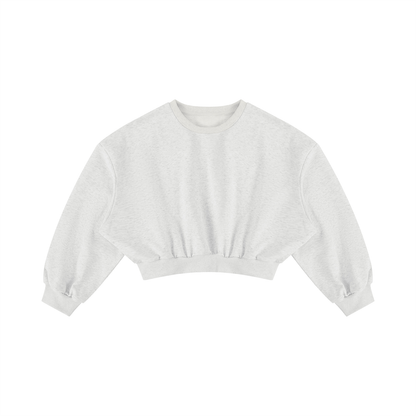 Women's Boxy Cropped Crewneck Sweatshirt in oat gray