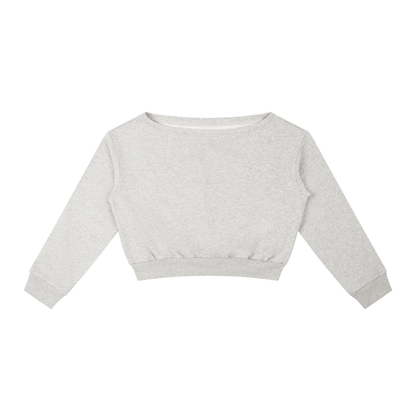 Women's Boxy Off-Shoulder Sweatshirt in flower gray