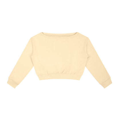 Women's Boxy Off-Shoulder Sweatshirt in light apricot