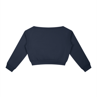 Women's Boxy Off-Shoulder Sweatshirt in royal blue, alternate angle