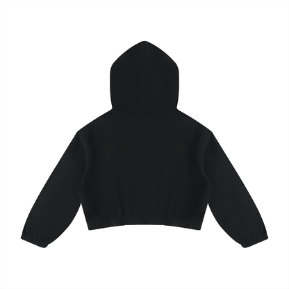 Women's Boxy Quarter-Zip Hoodie in black, alternate angle