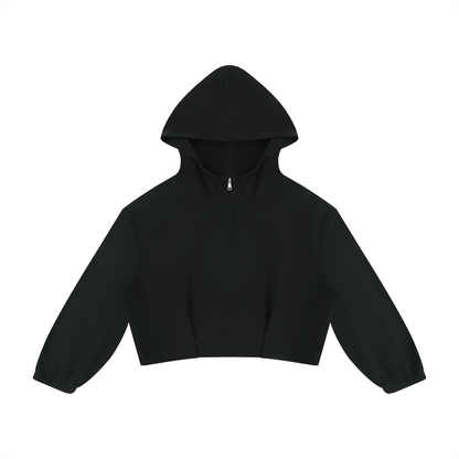 Women's Boxy Quarter-Zip Hoodie in black