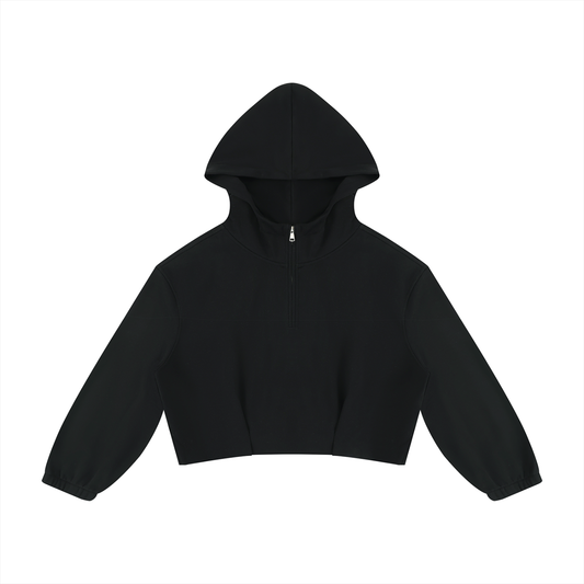 Women's Boxy Quarter-Zip Hoodie in black