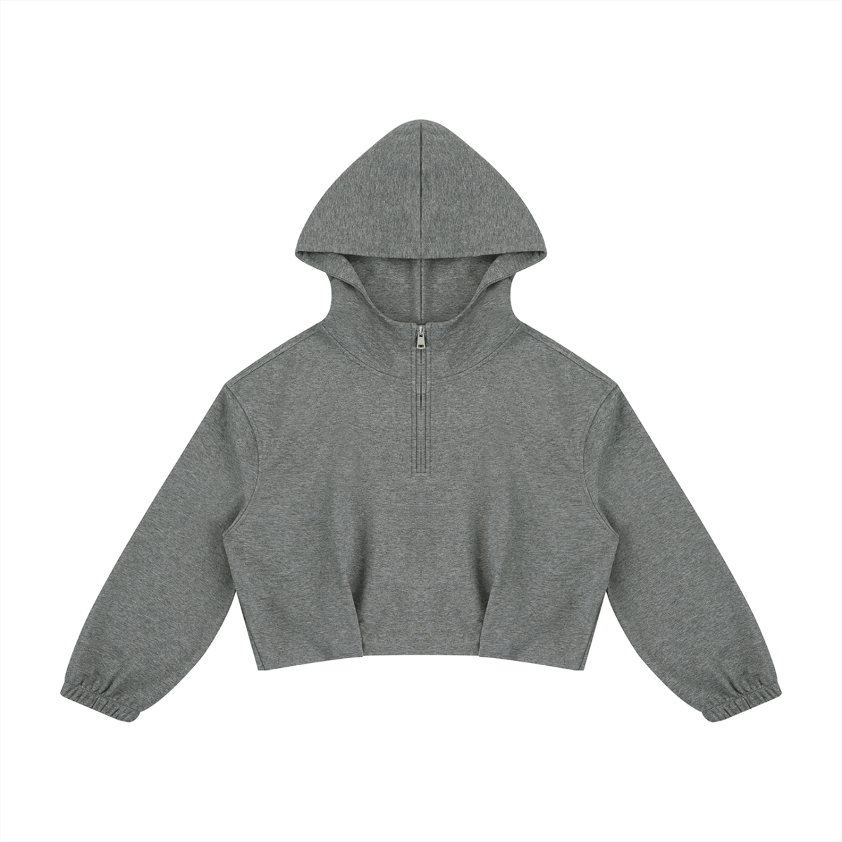 Women's Boxy Quarter-Zip Hoodie in flower gray