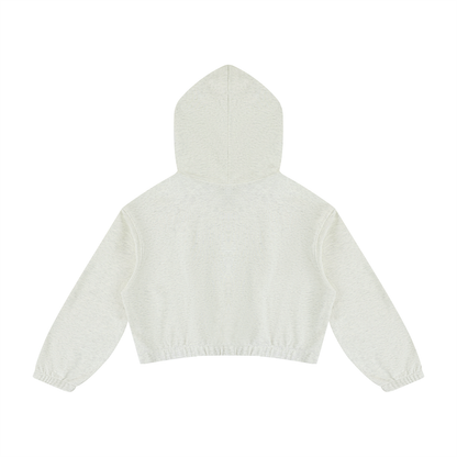 Women's Boxy Quarter-Zip Hoodie in oat gray, alternate angle