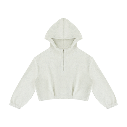 Women's Boxy Quarter-Zip Hoodie in oat gray