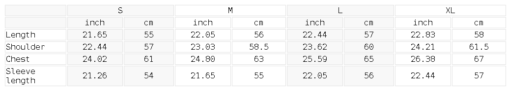 Size chart for the Women's Boxy Quarter-Zip Hoodie