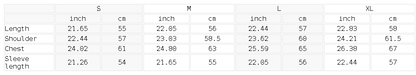 Size chart for the Women's Boxy Quarter-Zip Hoodie