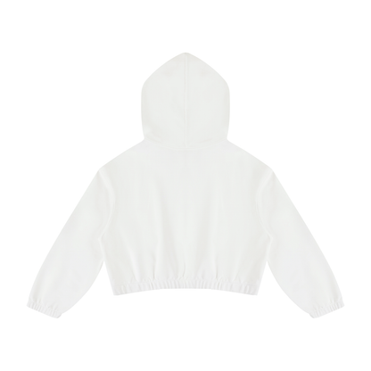 Women's Boxy Quarter-Zip Hoodie in white, alternate angle