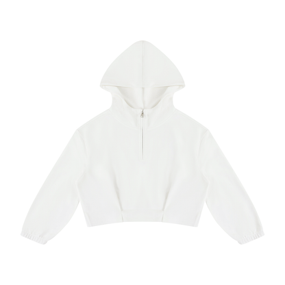Women's Boxy Quarter-Zip Hoodie in white