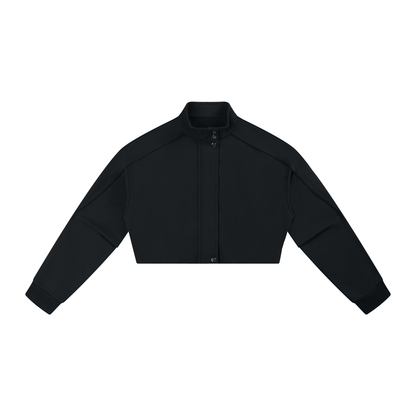 Women's Boxy Turtleneck Button Front Jacket in black