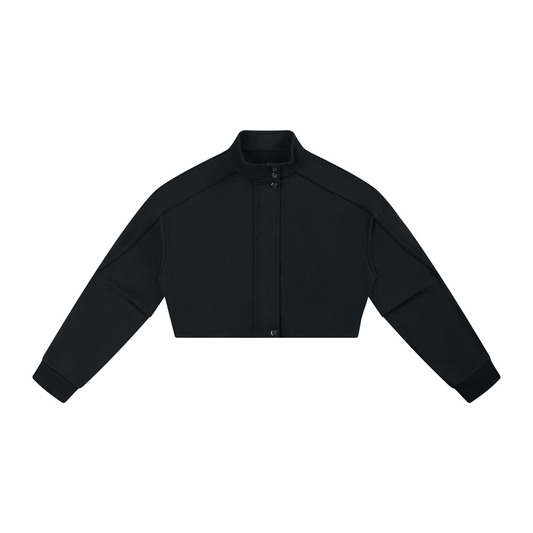 Women's Boxy Turtleneck Button Front Jacket in black
