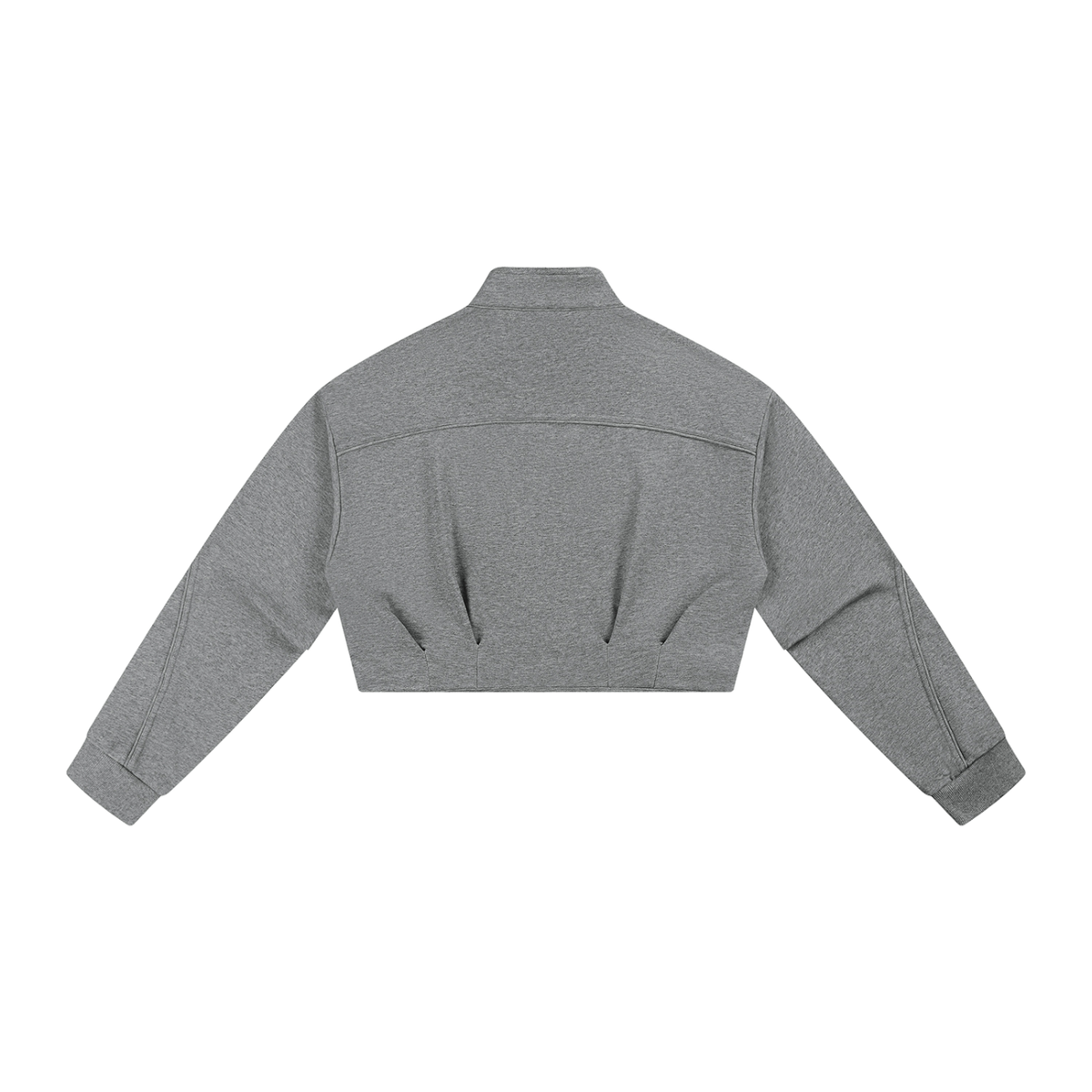 Women's Boxy Turtleneck Button Front Jacket in flower gray, alternate angle