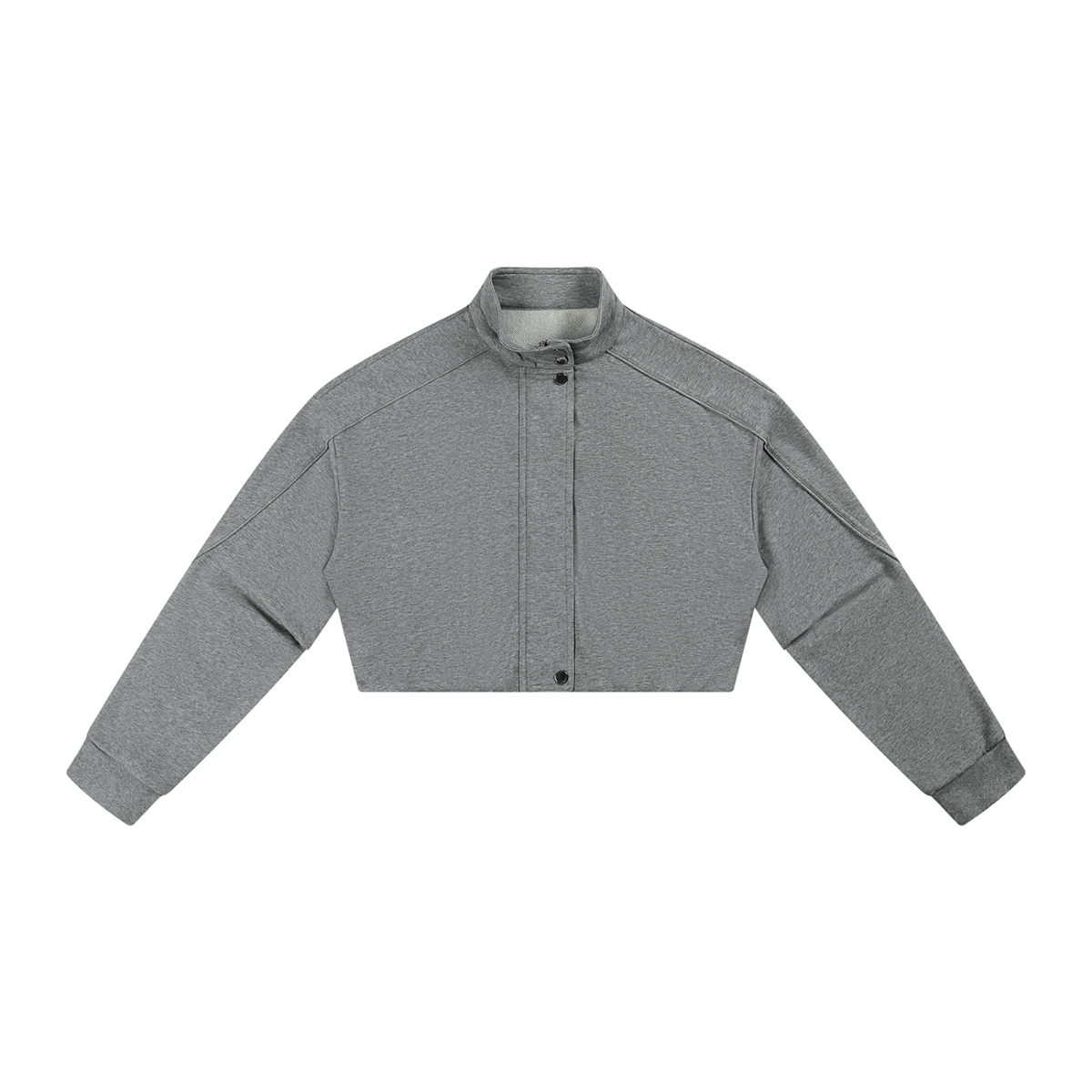 Women's Boxy Turtleneck Button Front Jacket in flower gray