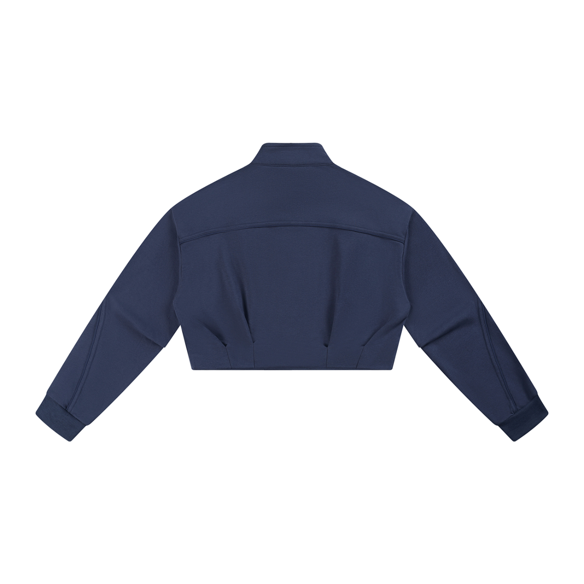 Women's Boxy Turtleneck Button Front Jacket in navy blue, alternate angle