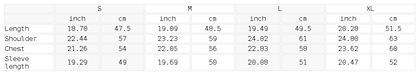 Size chart for the Women's Boxy Turtleneck Button Front Jacket
