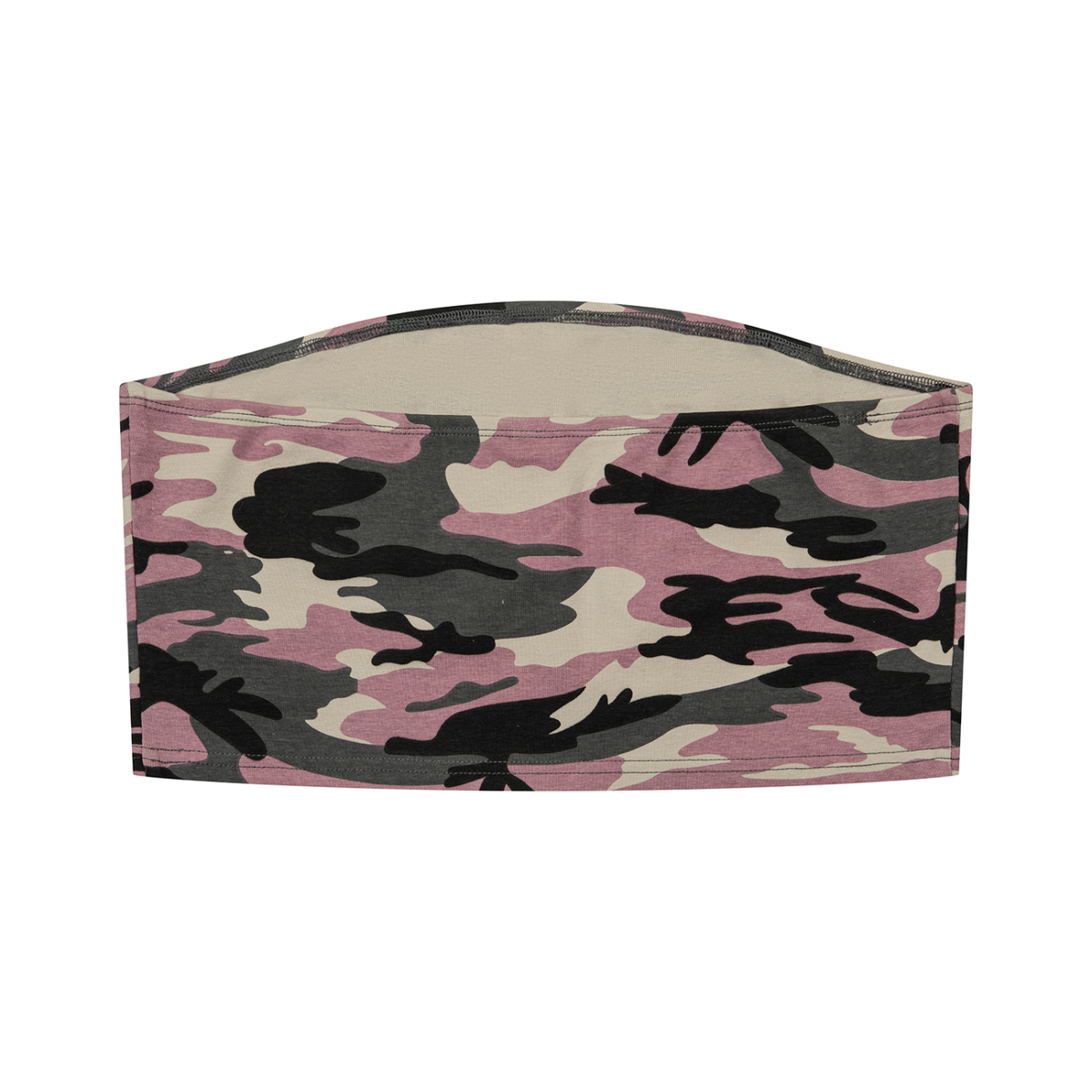 Women's Camo Cropped Tube Top in pink camo, alternate angle
