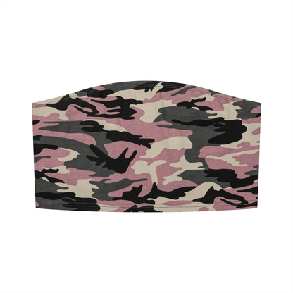 Women's Camo Cropped Tube Top in pink camo