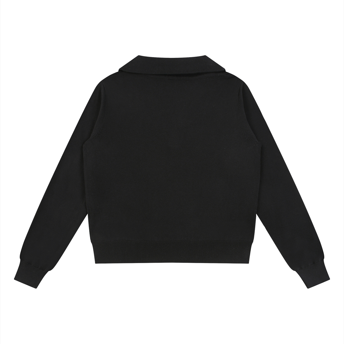 Women's Collared Pullover Knit Sweater in black, alternate angle