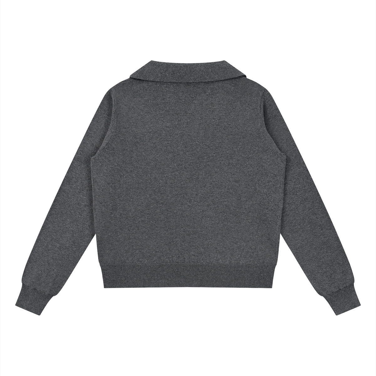 Women's Collared Pullover Knit Sweater in dark gray, alternate angle