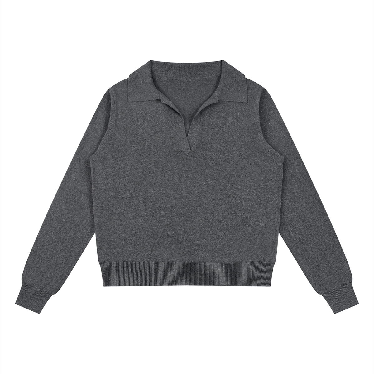 Women's Collared Pullover Knit Sweater in dark gray