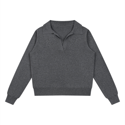 Women's Collared Pullover Knit Sweater in dark gray