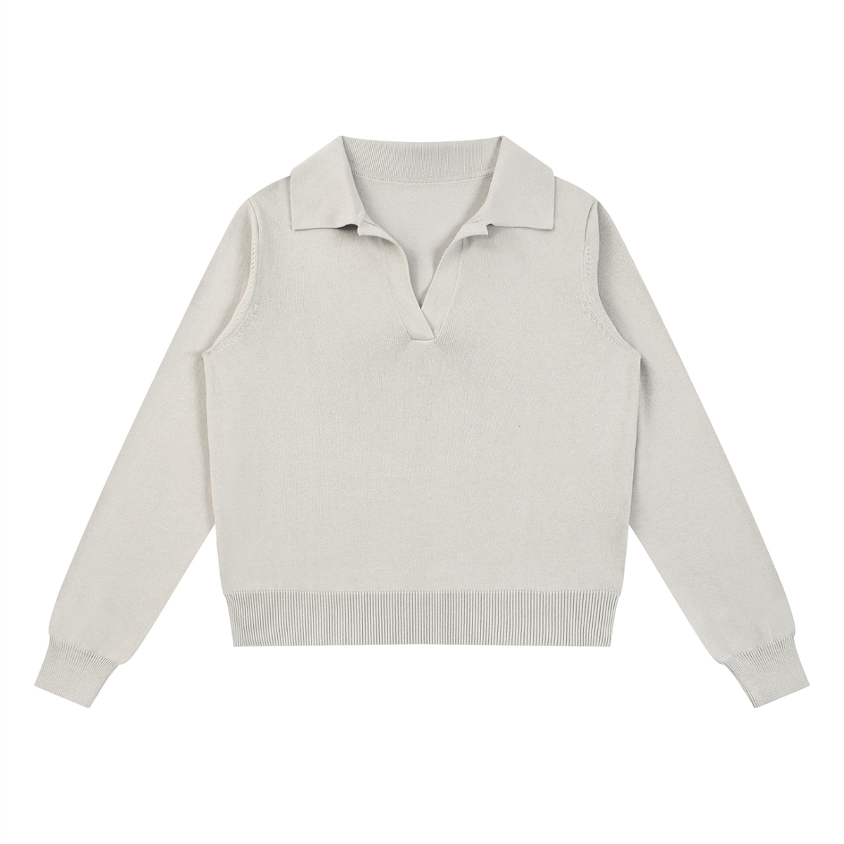 Women's Collared Pullover Knit Sweater in gray apricot
