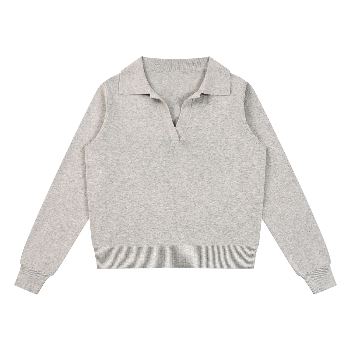 Women's Collared Pullover Knit Sweater in oat gray