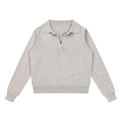Women's Collared Pullover Knit Sweater in oat gray