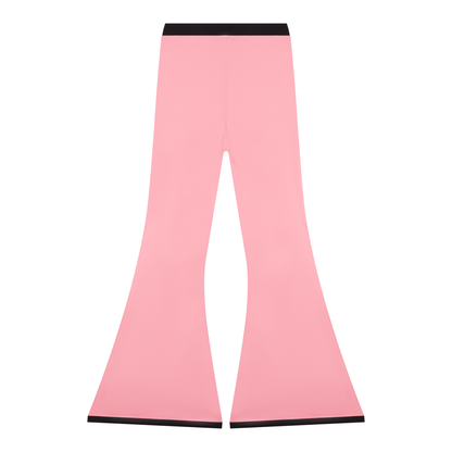 Women's Color Block Flared Yoga Leggings in pink, alternate angle