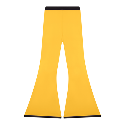 Women's Color Block Flared Yoga Leggings in yellow, alternate angle