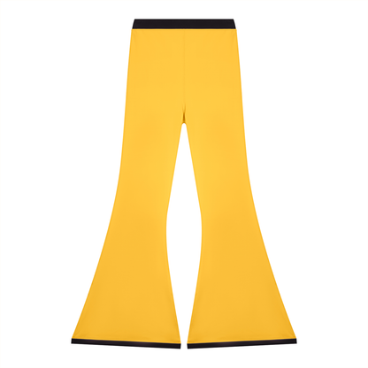 Women's Color Block Flared Yoga Leggings in yellow