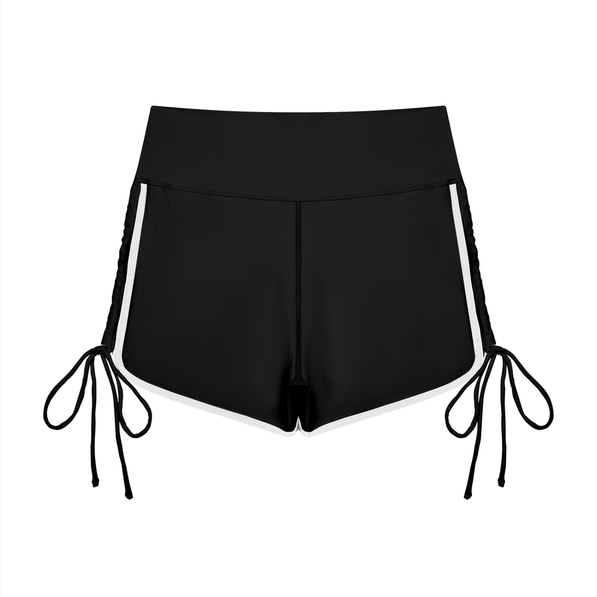 Women's Color Block High Waisted Yoga Shorts in black, alternate angle