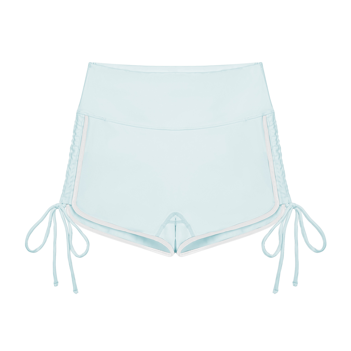 Women's Color Block High Waisted Yoga Shorts in light blue