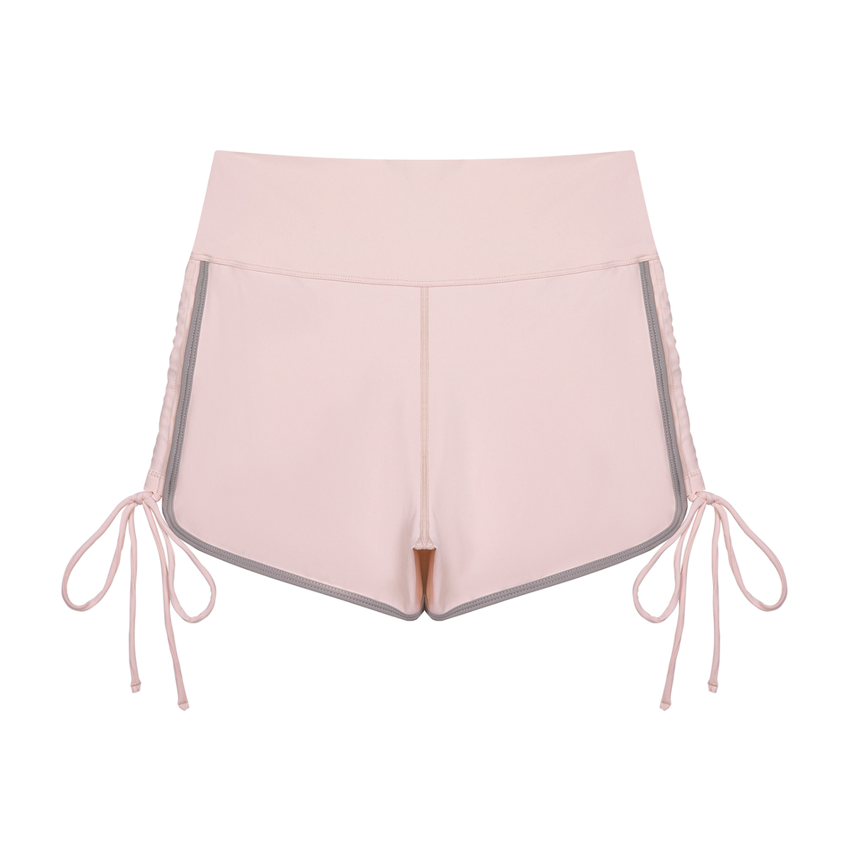 Women's Color Block High Waisted Yoga Shorts in light pink, alternate angle