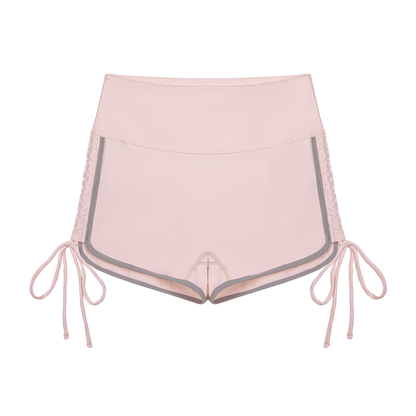 Women's Color Block High Waisted Yoga Shorts in light pink