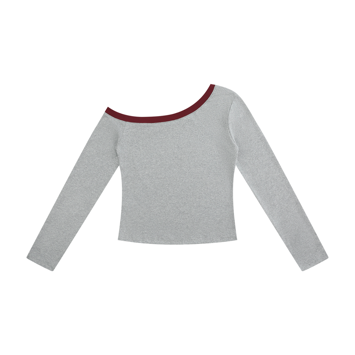 Women's Color Block Off-the-Shoulder Long Sleeve T-Shirt in flower gray, alternate angle