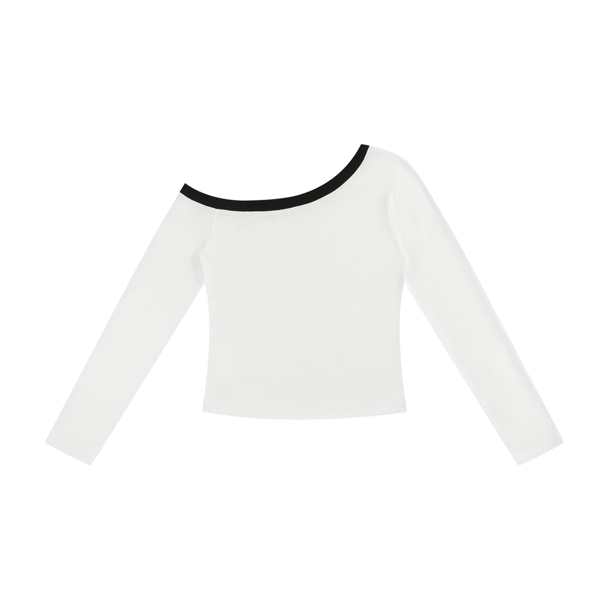 Women's Color Block Off-the-Shoulder Long Sleeve T-Shirt in white, alternate angle