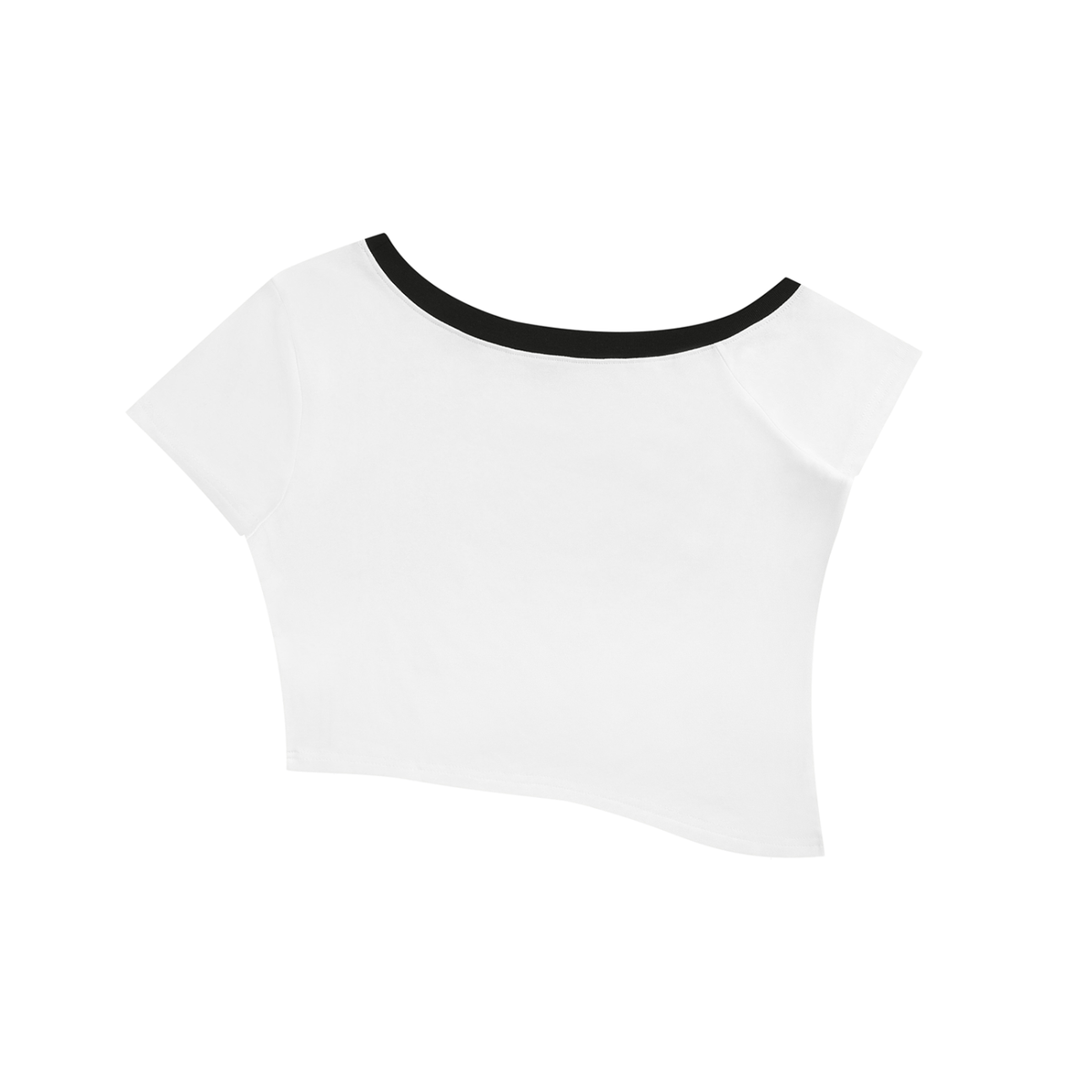Women's Color Block Off-the-Shoulder Short Sleeve T-Shirt in white, alternate angle