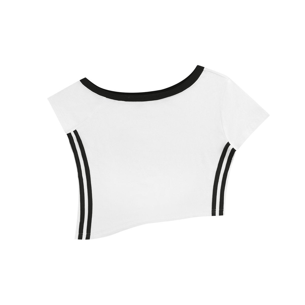 Women's Color Block Off-the-Shoulder Short Sleeve T-Shirt in white