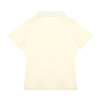 Women's Color Block Polo Shirt in beige, alternate angle