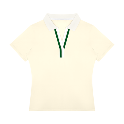 Women's Color Block Polo Shirt in beige