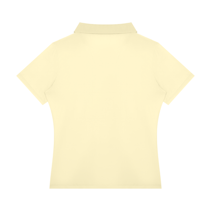 Women's Color Block Polo Shirt in light yellow, alternate angle